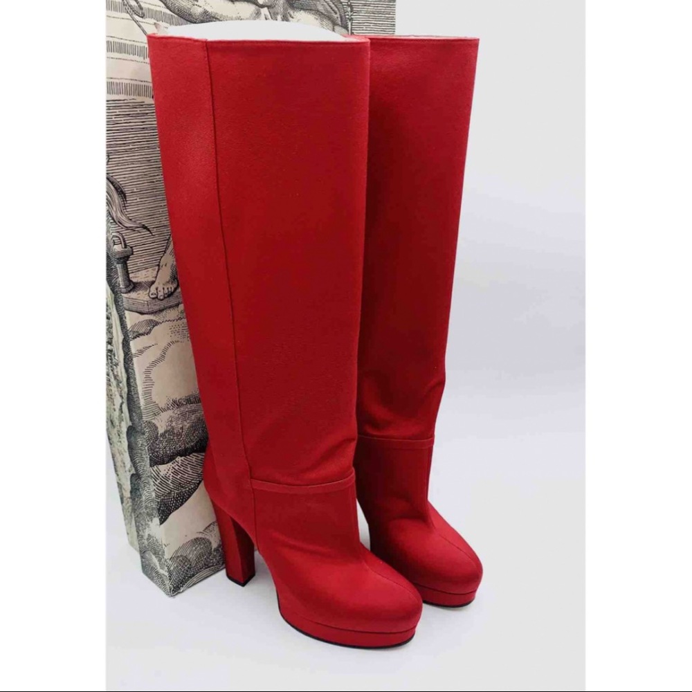 SOLD GUCCI Red Knee High Boots